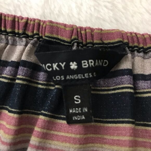 Lucky Brand off-shoulder striped frayed edge blouse size S - Picture 3 of 9
